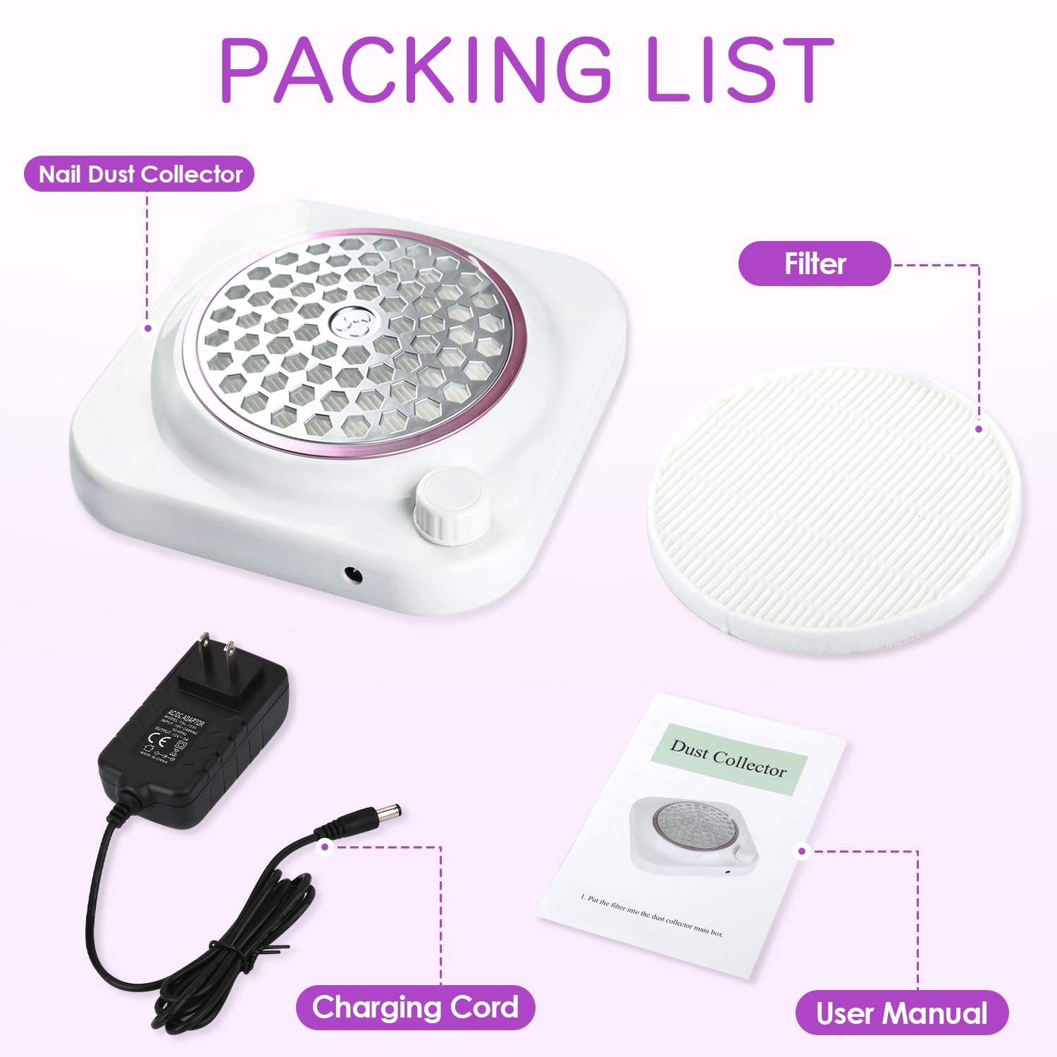CoFashion Electric Nail Dust Collector Vacuum for Manicure