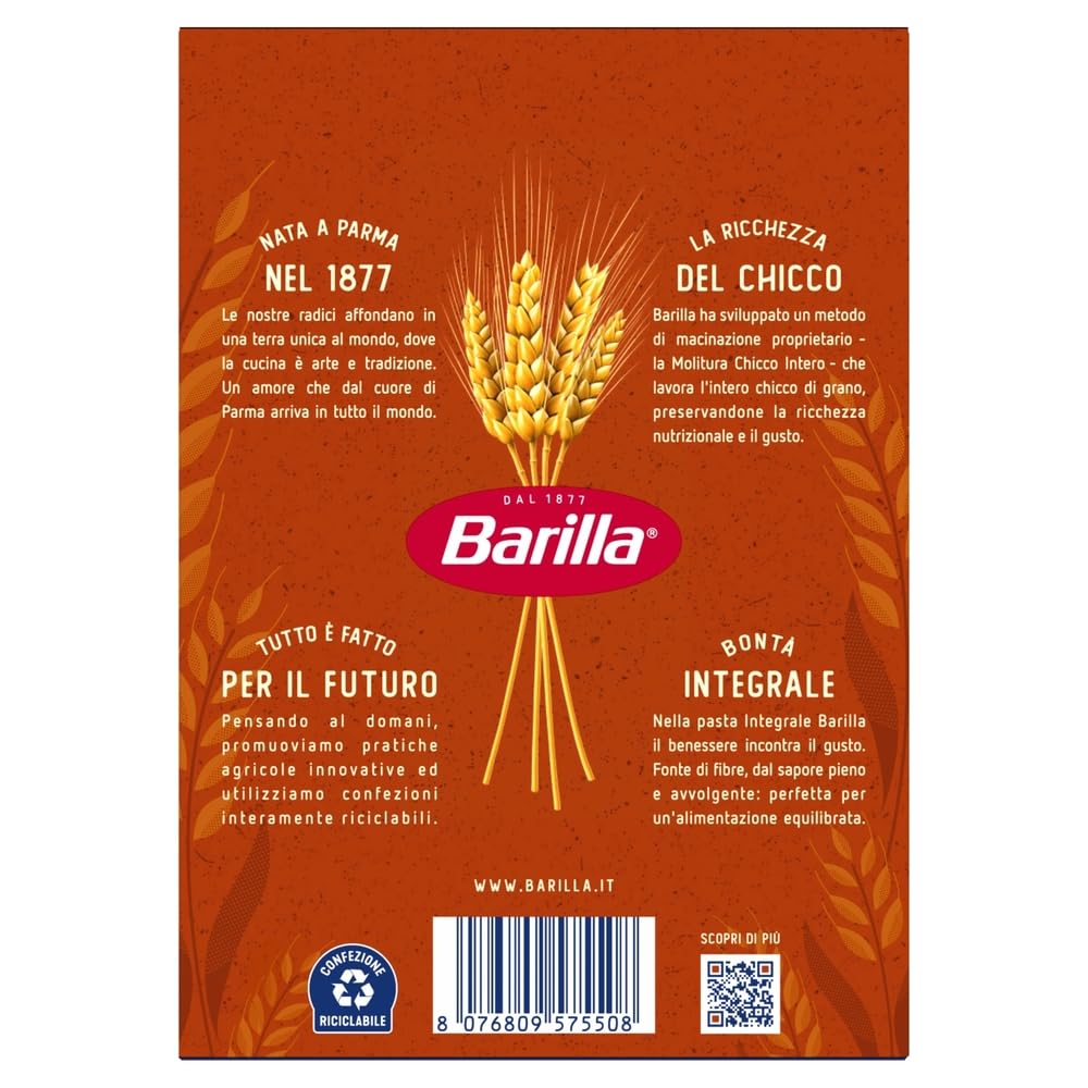 Italian Gourmet Pasta Integrale Mezze Penne Rigate 30 x 500g Vollkornnudeln | Ballaststoffreich aus 100% Hartweizen; rillen nehmen Sauce gut auf, cottura, Gesamtnettogewicht 15 kg + Kostenlos Polpa 400g