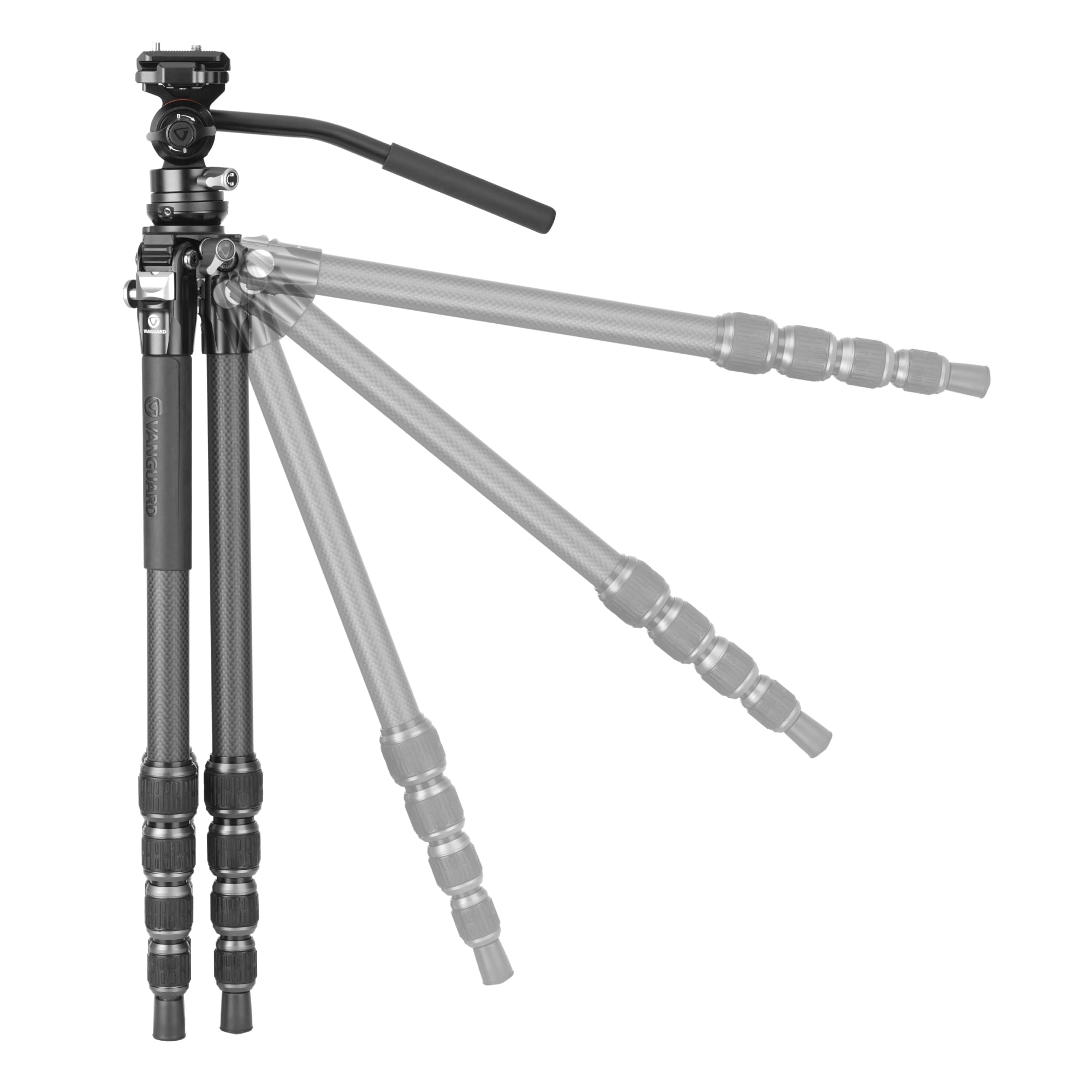 Vanguard Alta Pro 3VLT 235CV12 Trépied de voyage en fibre de carbone avec base de nivellement et tête vidéo compacte VEO PV-12