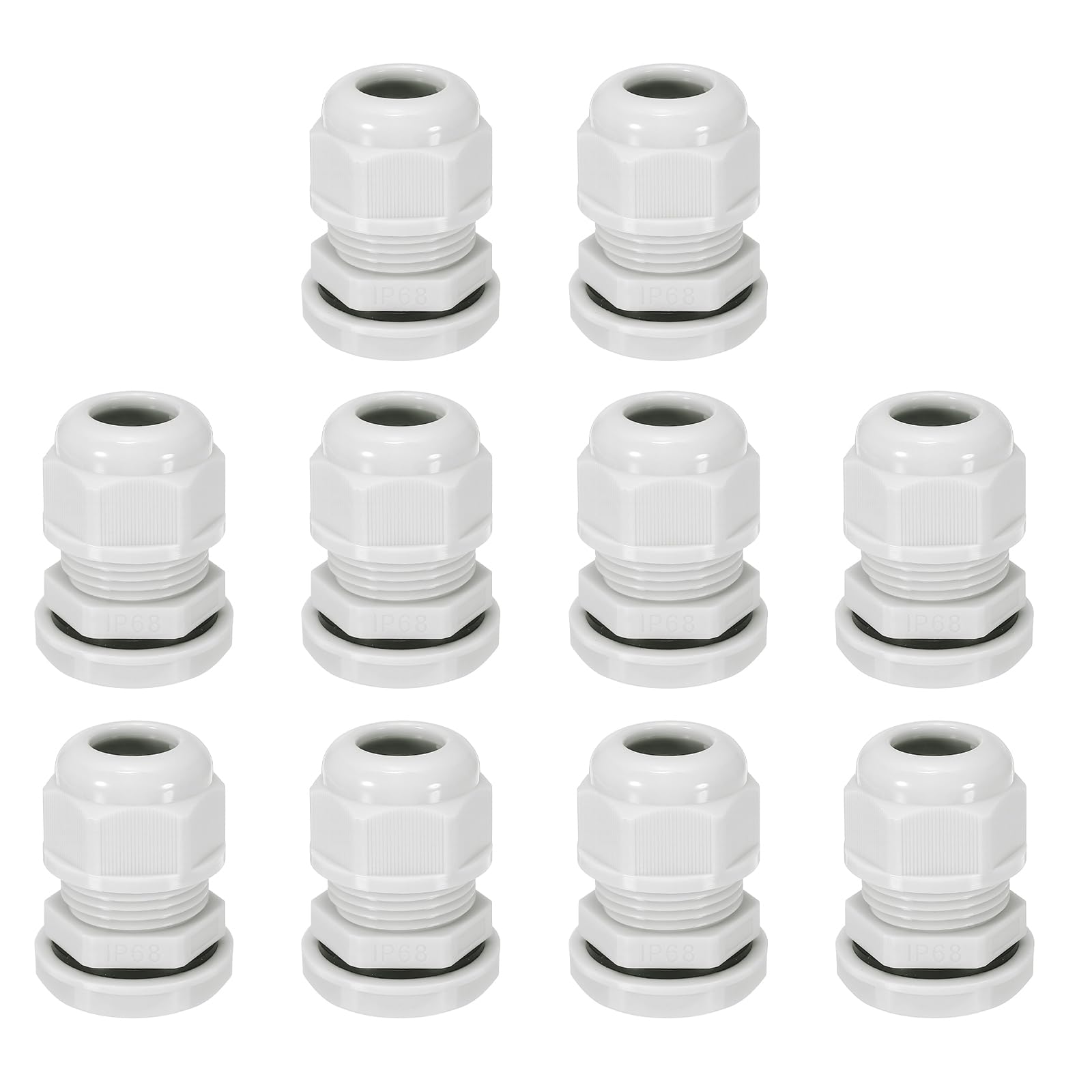 sourcing map 10 Pcs PG16 Cable Glands Adjustable 8.5-14mm PA6 Nylon IP68 Waterproof Connectors with Seals Anti-Corrosion for Industrial/Outdoor Electrical Systems (White)