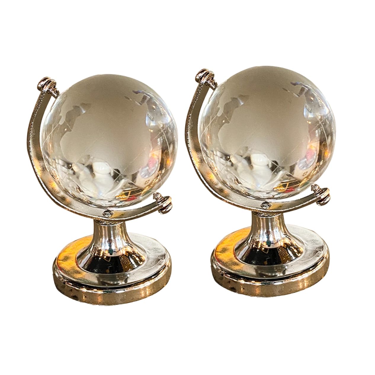 Vaguelly 2Pcs Miniature Desktop Globe Ornament Chic Geography Decor for Home Office High Borosilicate Unique Design Creative present Idea