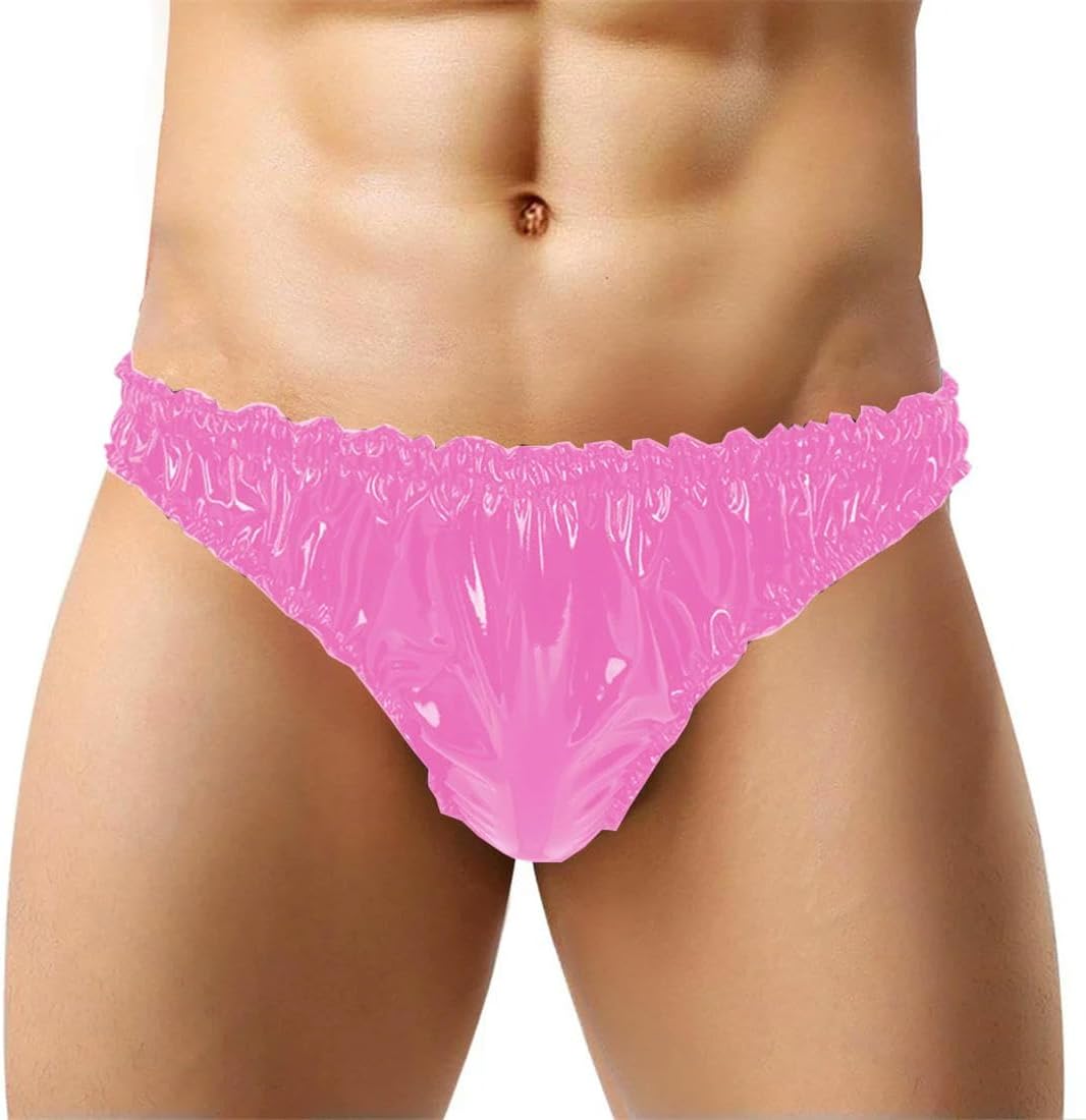 Sissy PVC Leather Low-Waisted Briefs Man Elastic Waist Undershorts Panties Men Lingerie Nightwear