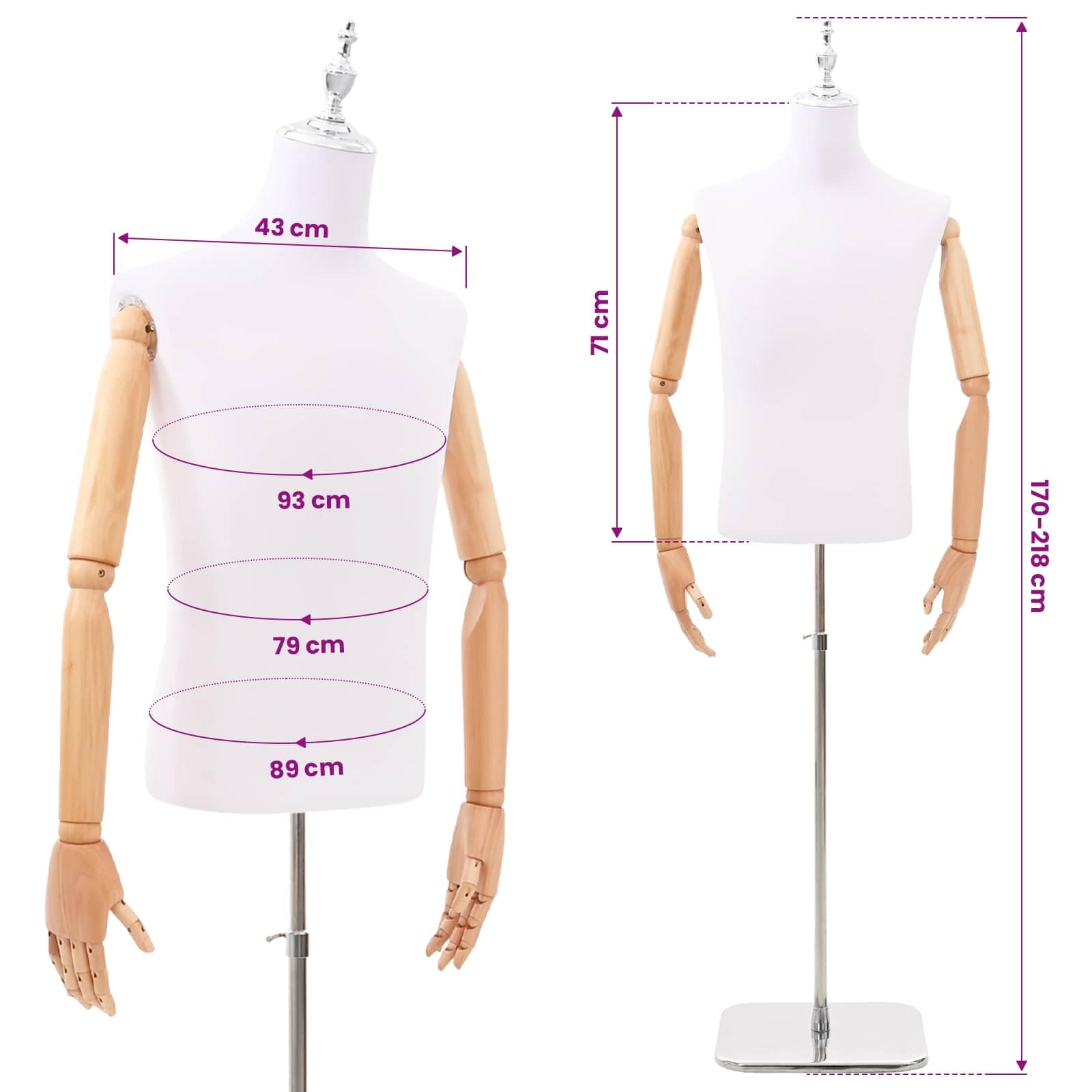 vidaXL Verstellbarer Mannequin 170-218 cm mit Standfuß Männlich PP