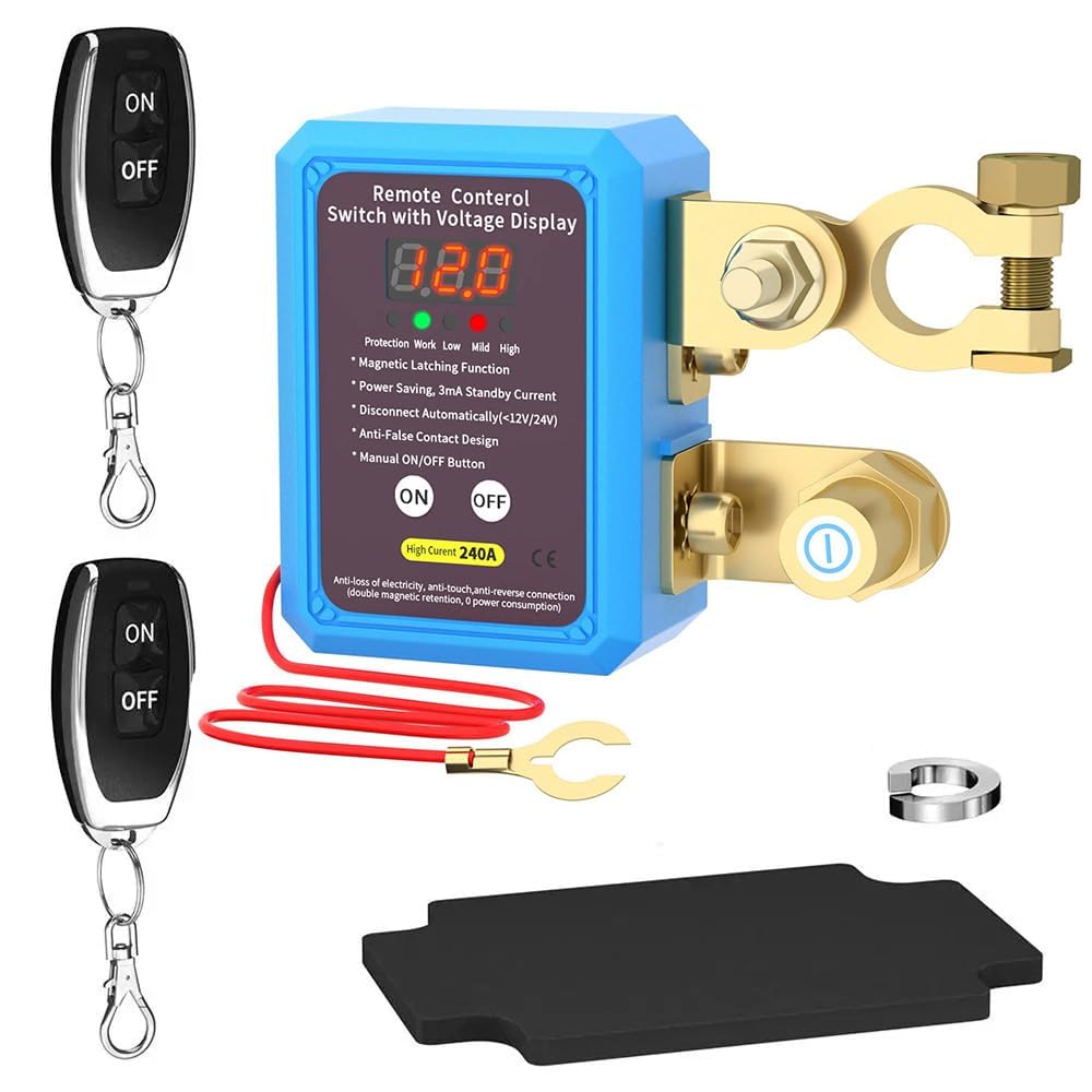 Remote Battery Disconnect Switch, 12V/24V 240A Car Kill Switch Anti Theft Automatic Shut Off Switch with Remote for Car,Truck,SUV,RV,Boat