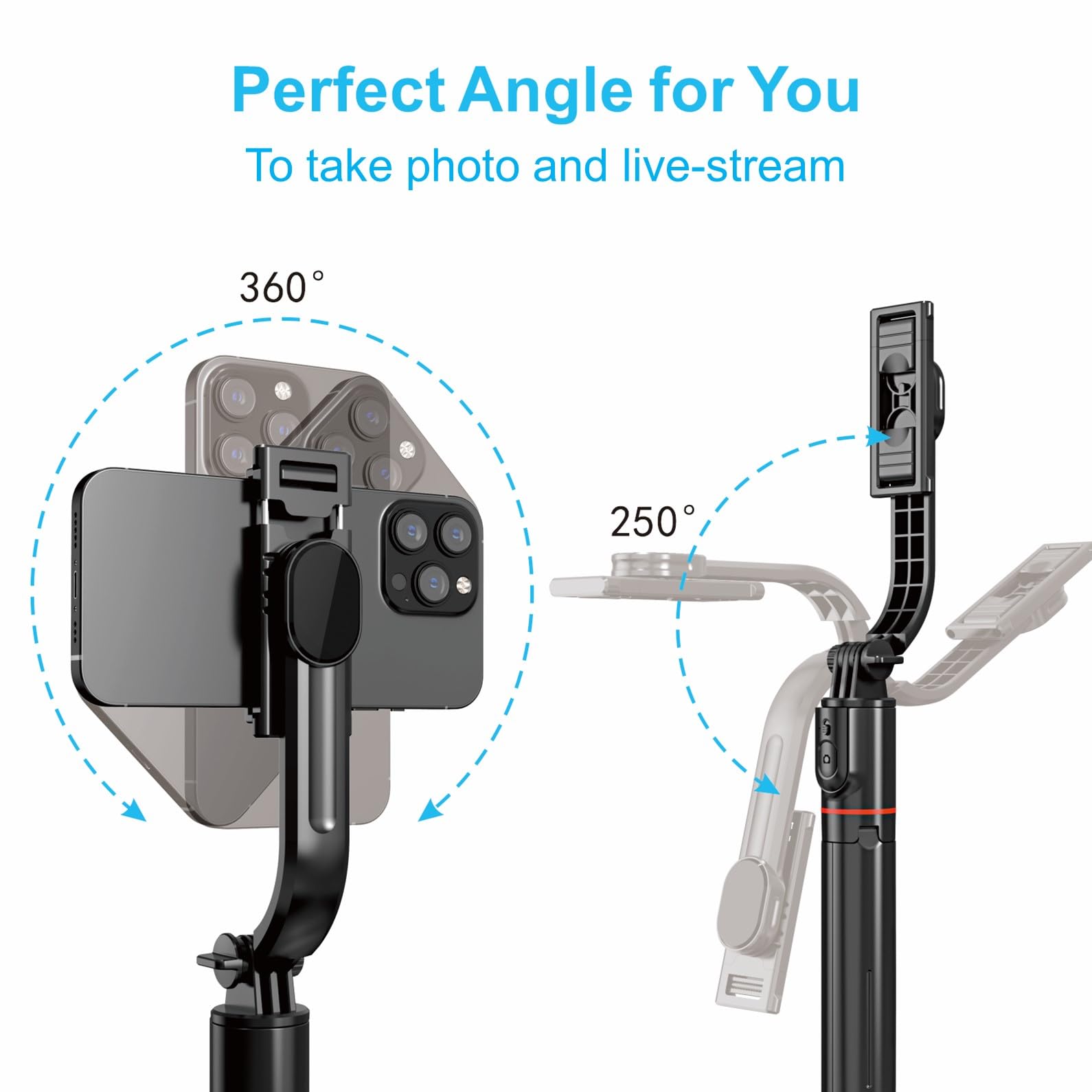 EASERIA Kijek do selfie dla iPhone Samsung, statyw do streamera na żywo, smartfona i tripod ze zdejmowanym uchwytem na telefon komórkowy i pilotem zdalnego sterowania