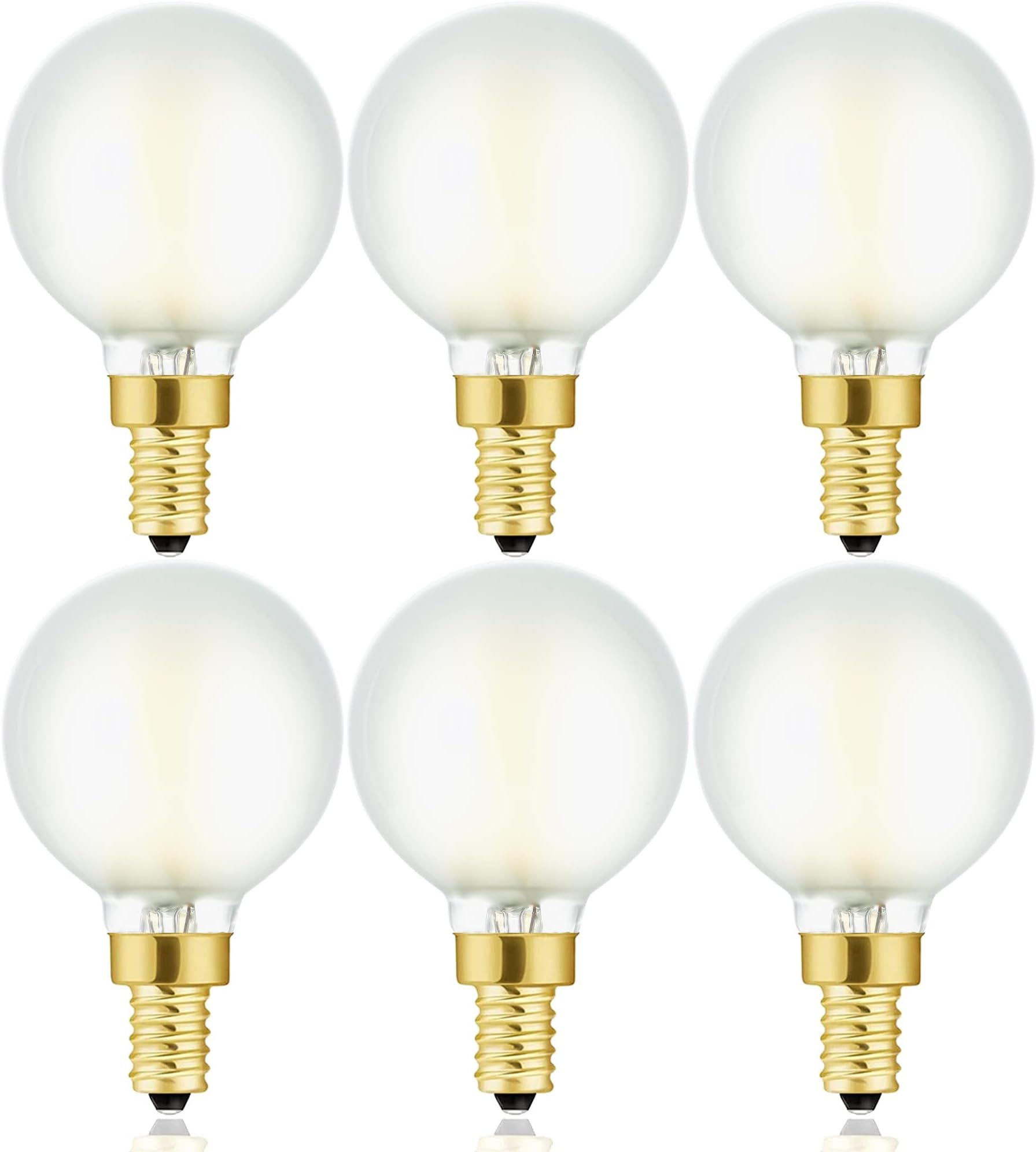 Leools Dimmable G16.5 LED Frosted Bulbs,4W Equal 40 Watt Light Bulb,400lm,Soft White 3000K,Frosted Glass,E12 Globe Light Bulb for Pendant,Vintage LED Filament Candle Bulb with Decorative,6Pcs
