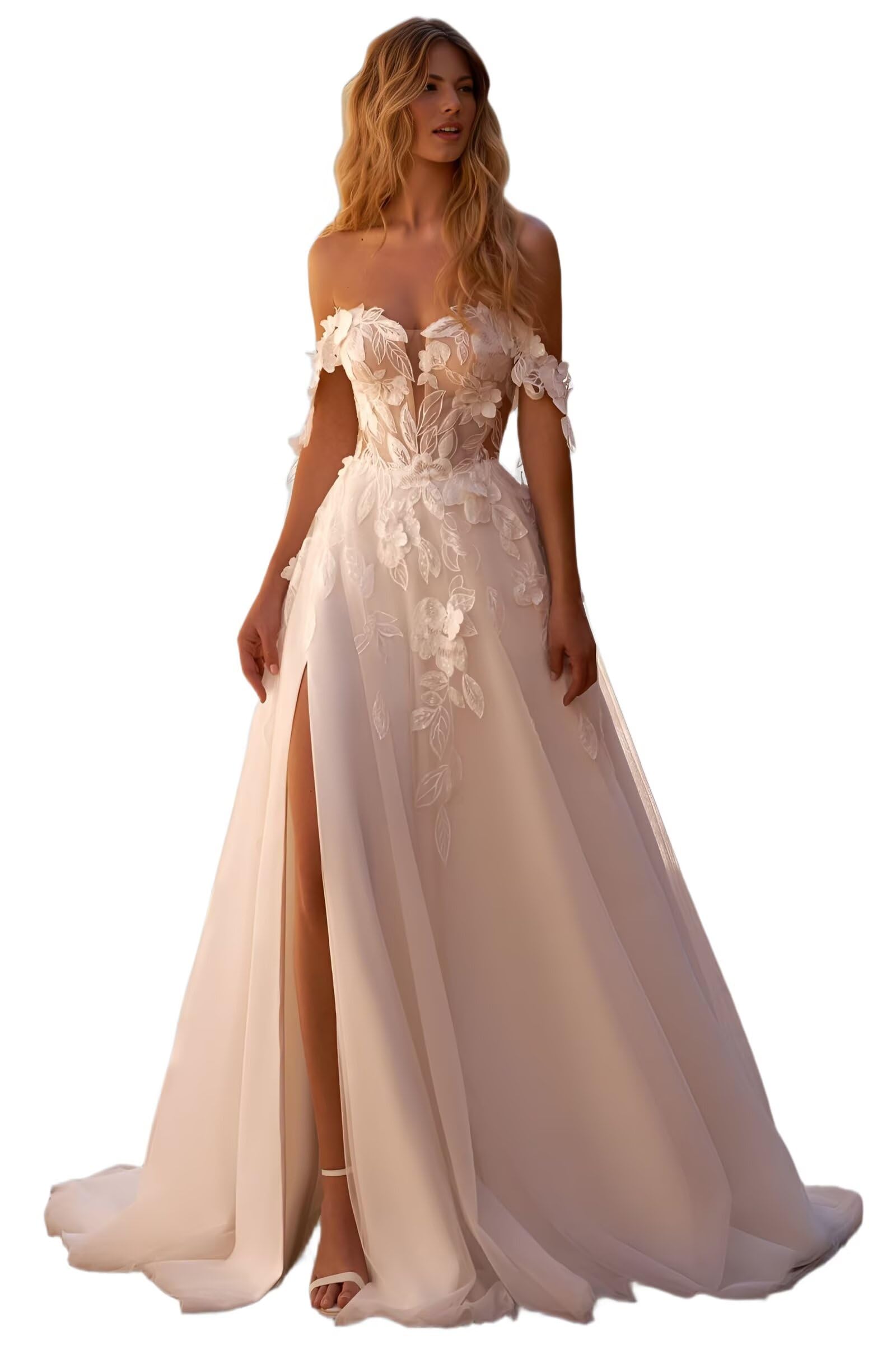 Lace Wedding Dresses for Bride 2025 Long Appliques Mermaid Simple Boho Beach Bridal Dresses for Women