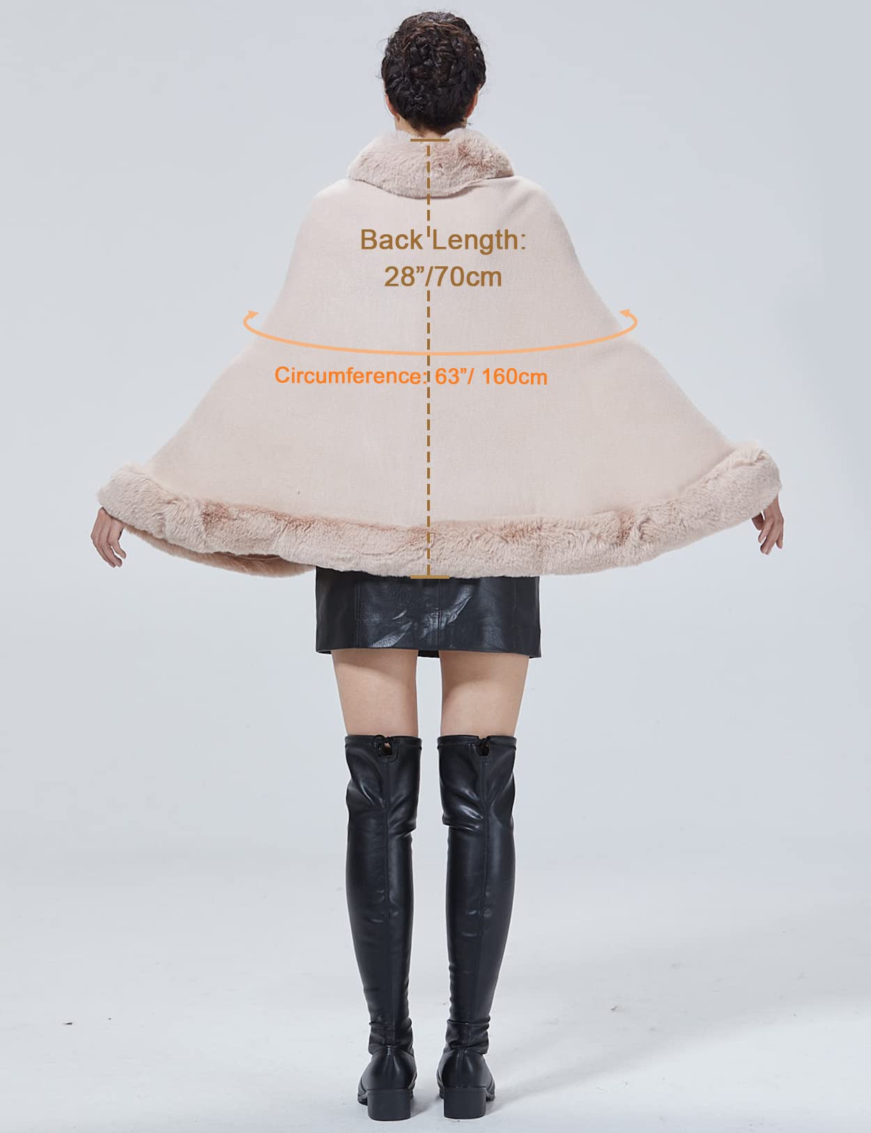 BEAUTELICATE Chal de Pelo Sintético Mujer Bolero Poncho Capa para Invierno Bodas Novia