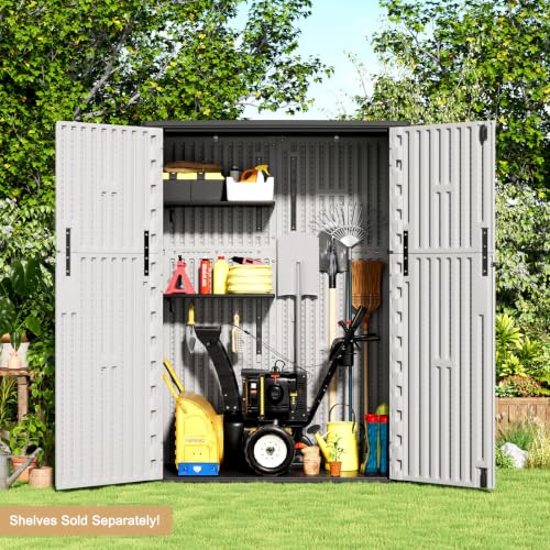 Image of KINYING Outdoor Storage Shed,57Cu.ft Resin Vertical Outdoor Storage Cabinet