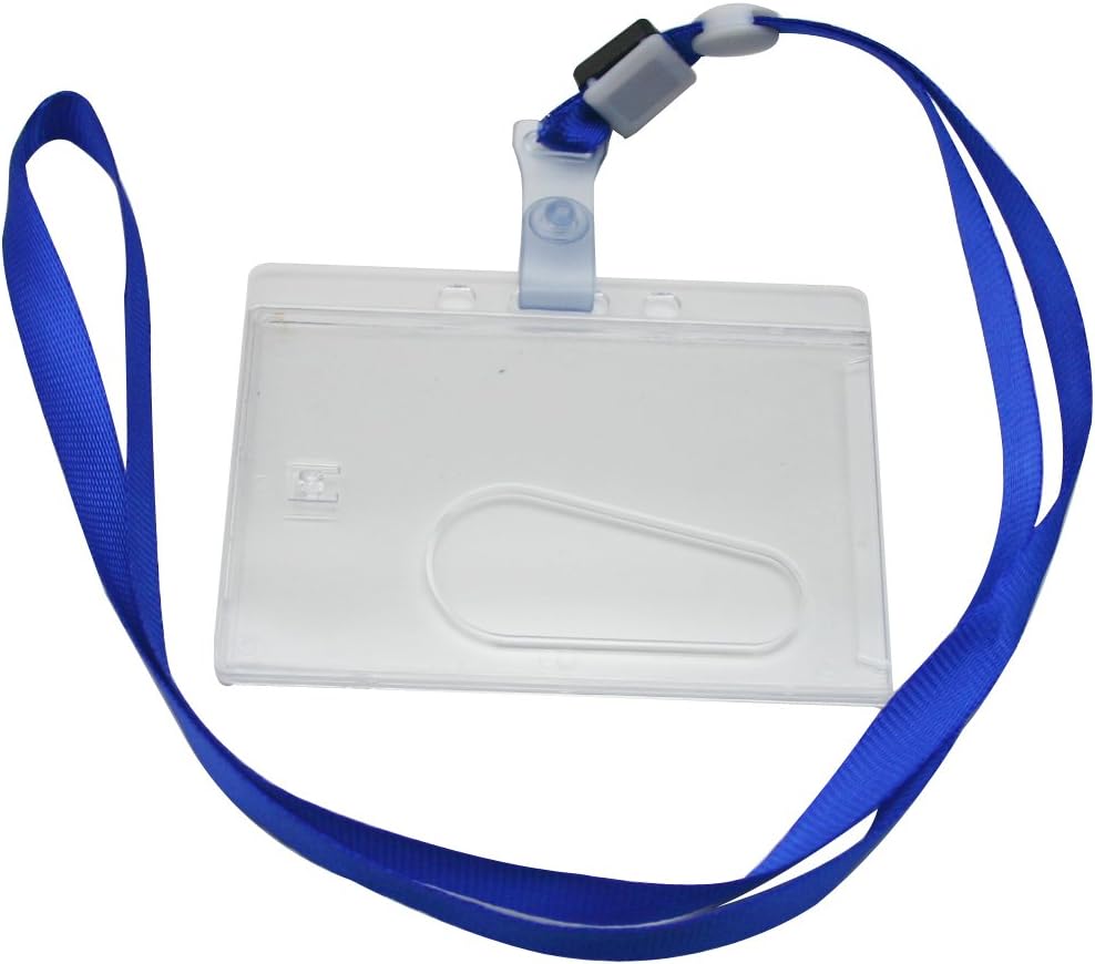 Generic Horizontal Card Holder Neck Strap Lanyard Deep Blue Strap Clip Pack 15
