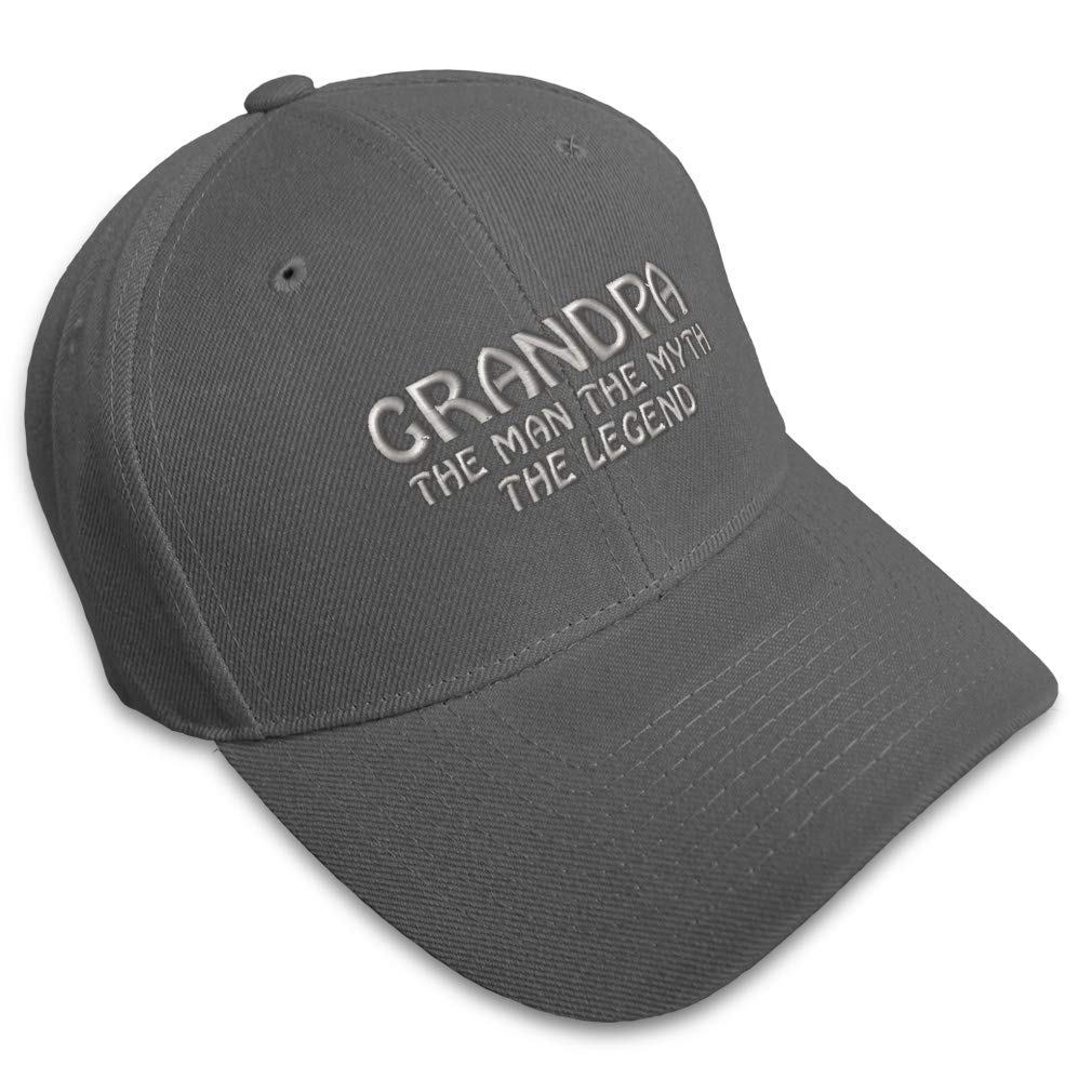 Silver Grandpa The Man The Myth The Legend Embroidered Adjustable Hat Cap Dark Gray