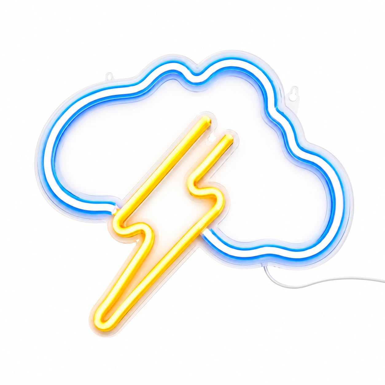 Cloud with Lightning Design Neon LED Light, Blue and Yellow, 11x9 Inch, Plug and Play, Wall Decor-image-45
