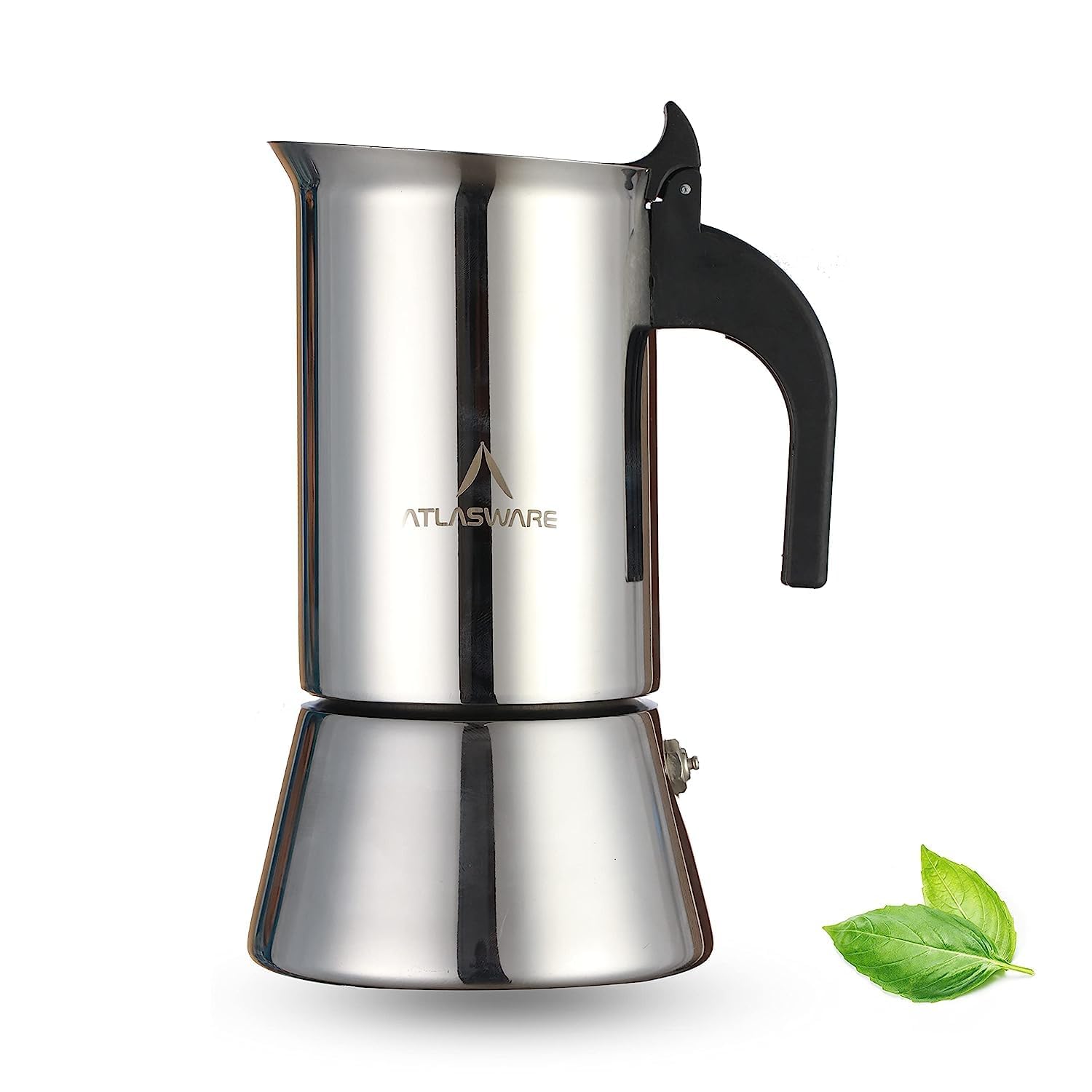 Atlasware Stainless Steel Mocha Design Coffee Maker | Induction, Gas, Hot Plate Compatible | Compact BPA Free Espresso Filter Coffee Black Tea Pot Percolator for Home, Kitchen, Travel (Silver, 2 Cup)-image-43