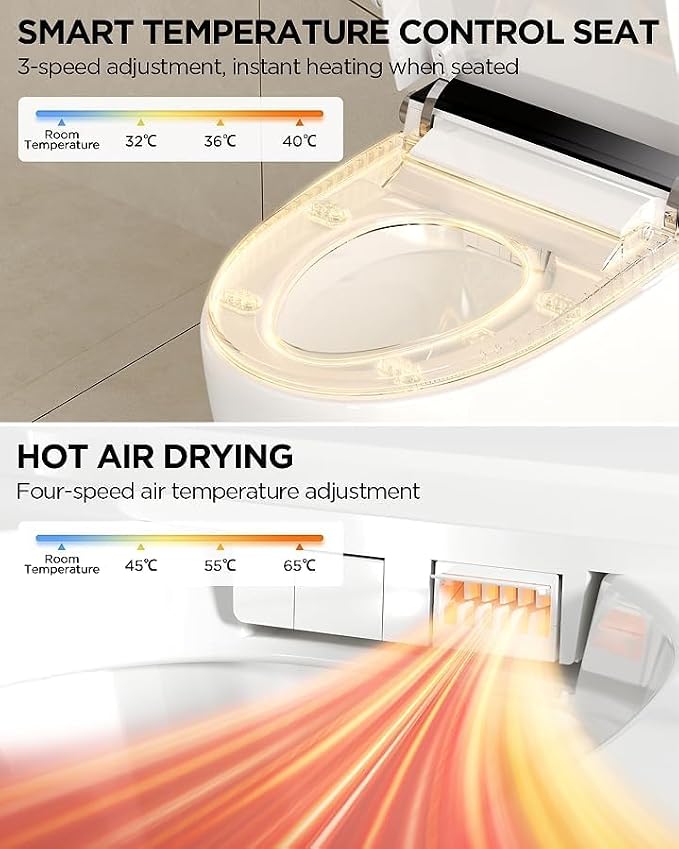 Inodoro inteligente con bidé TDH, asiento calefactable, pantalla LED miniatura 8