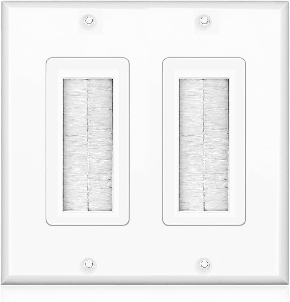 TNP White Brush Wall Plate Cable Pass Through Cover, Single Gang, 1-Pack