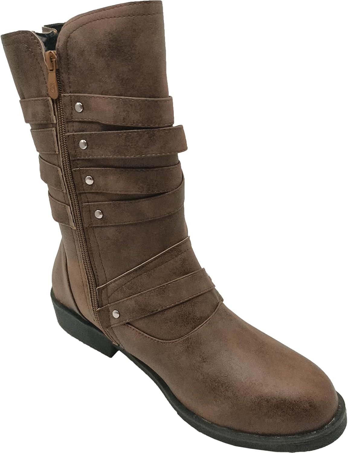 Womens Boots Medieval Renaissance Faux Leather Mid Top Boot Gothic Viking Pirate Shoes Halloween Cosplay for Women