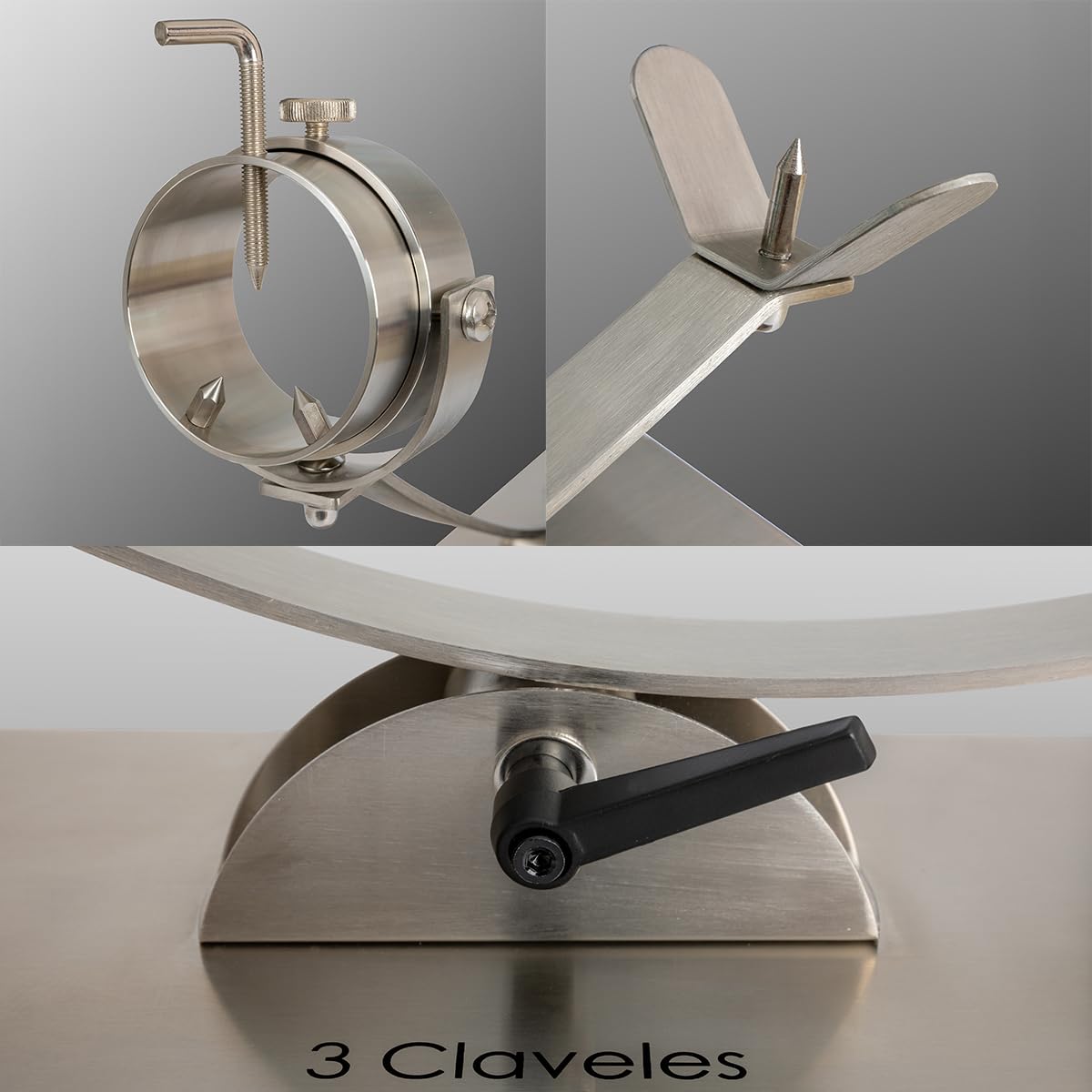 PracticDomus Soporte Jamonero Profesional Plegable y Cabezal Giratorio de Acero con Cuchillos y Chaira (3C Acero EVO)