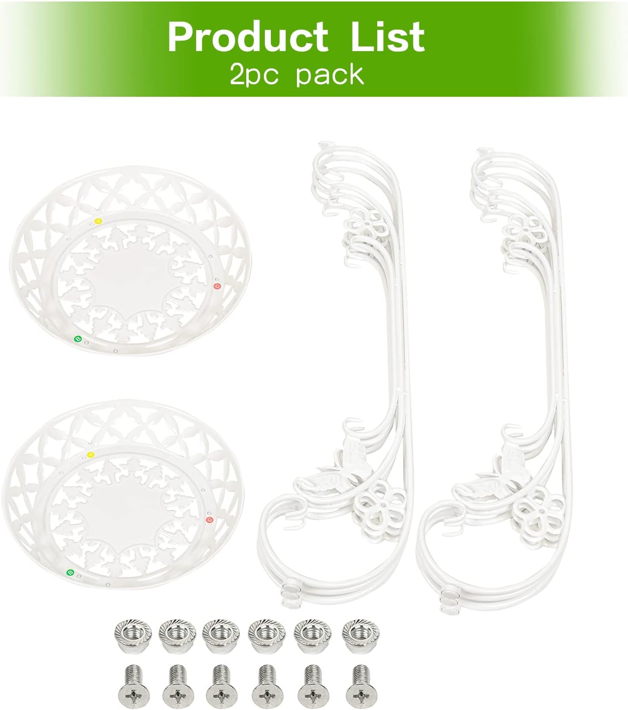 Sungmor Lightweight Metal Flower Pot Stands - 2 Pack 29.7 Inches Tall White Plant Stand - Rustproof Potted Plant Holder Container Support - Indoor & Outdoor Elegant Corner Decorative Display Rack