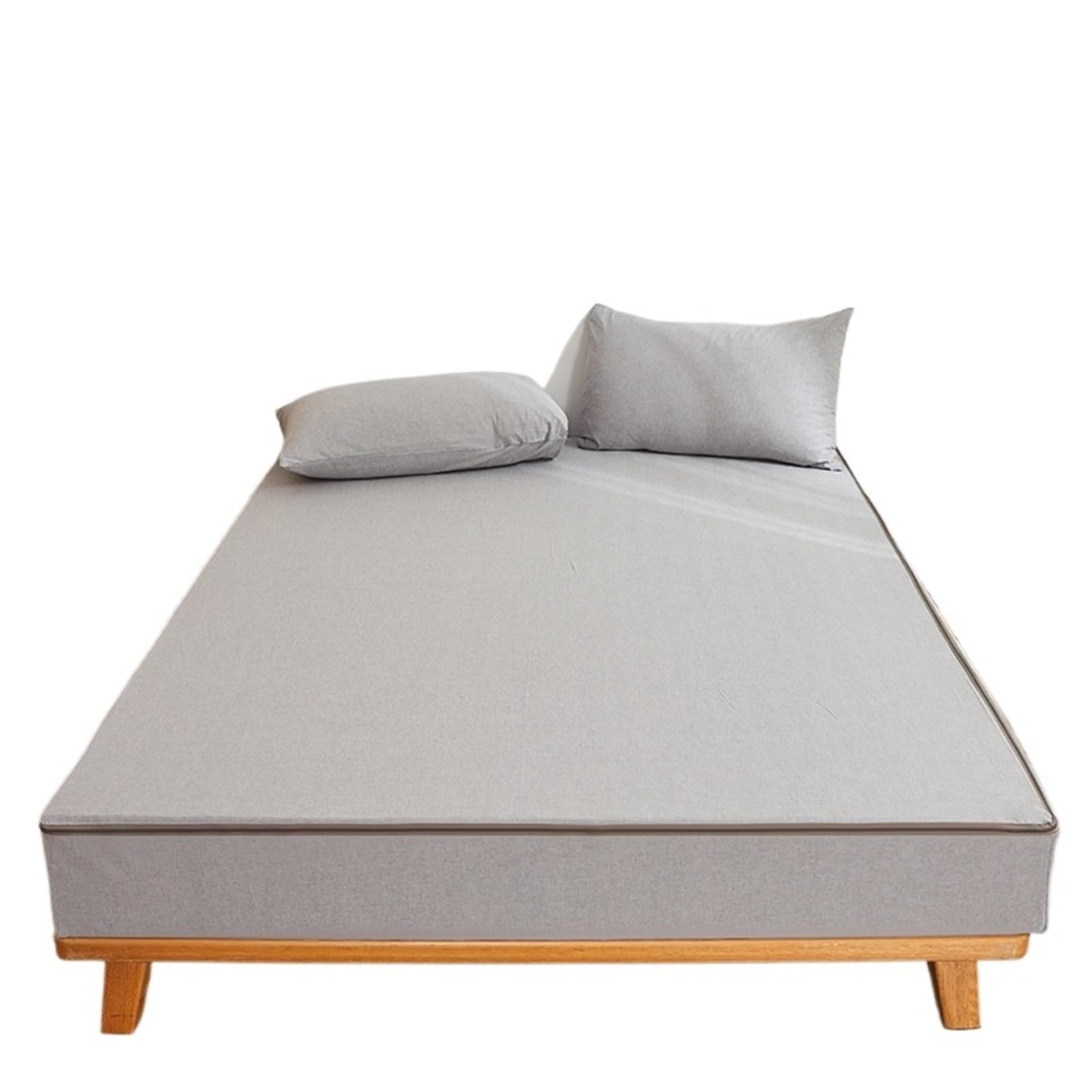 Zipped Mattress Protector Cotton Zippered Mattress Protector Breathable Cover & Encasement, 6-Sides Fully Enclosed Fitted Sheet(Grey,180x200x15cm 1PC)
