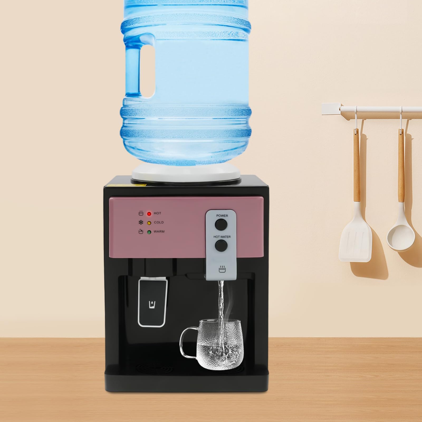 Dispenser di acqua elettrica da 5 l, per acqua calda e fredda, con vassoio di raccolta dell'acqua rimovibile e maniglia per il trasporto, per scrivanie, comodini, tavolini, casa e ufficio