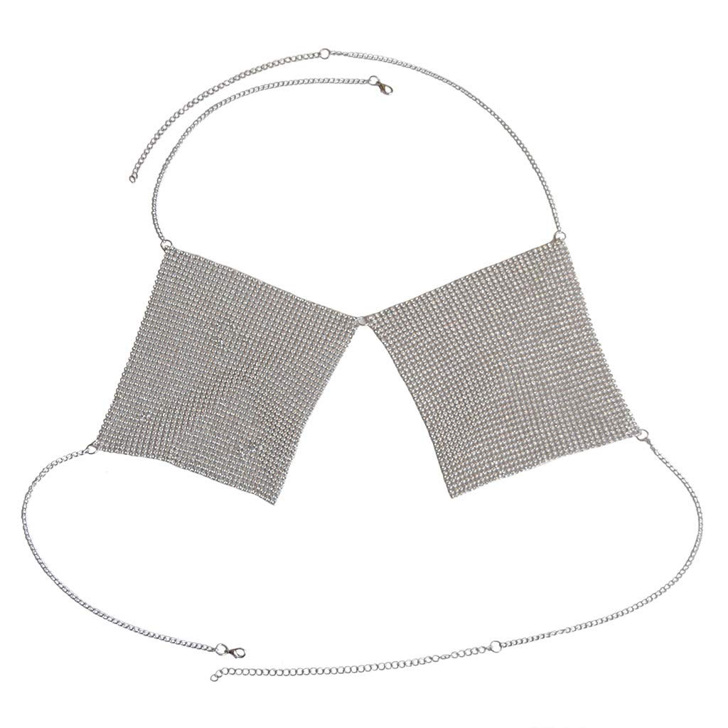 KnSam Damen Körperkette aus Aluminium Hals aus Metall Mit Rückenfreiem Riemenkettensatz aus Zirkon Gold Körperkette