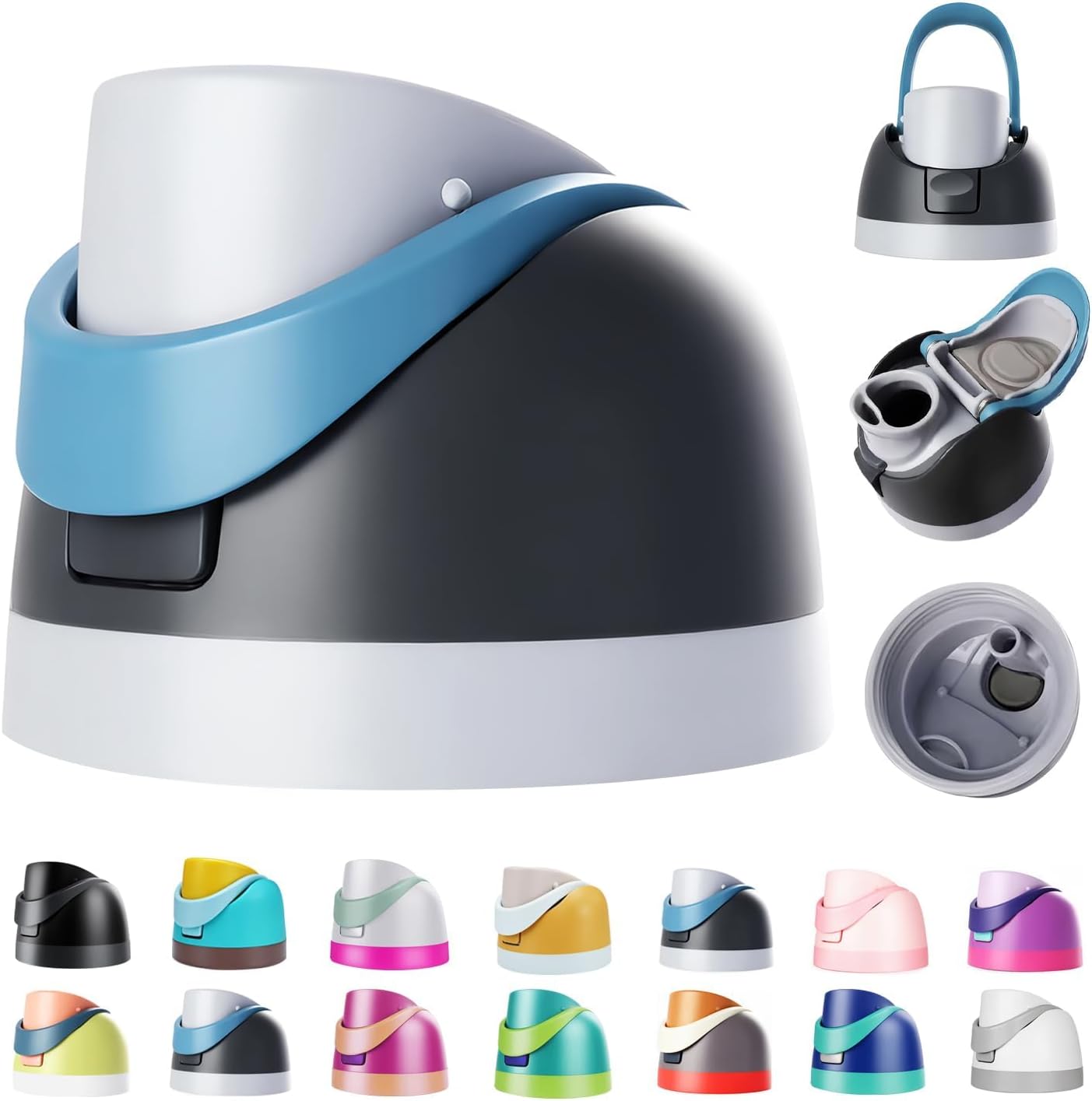 Replacement Lid for Owala Freesip, One Button Water Bottle Top Lid Compatible with Owala Cup 16oz 24oz 32oz 40oz, BPA-Free Leakproof Replacement Accessory for Owala Freesip (Grayish Blue)