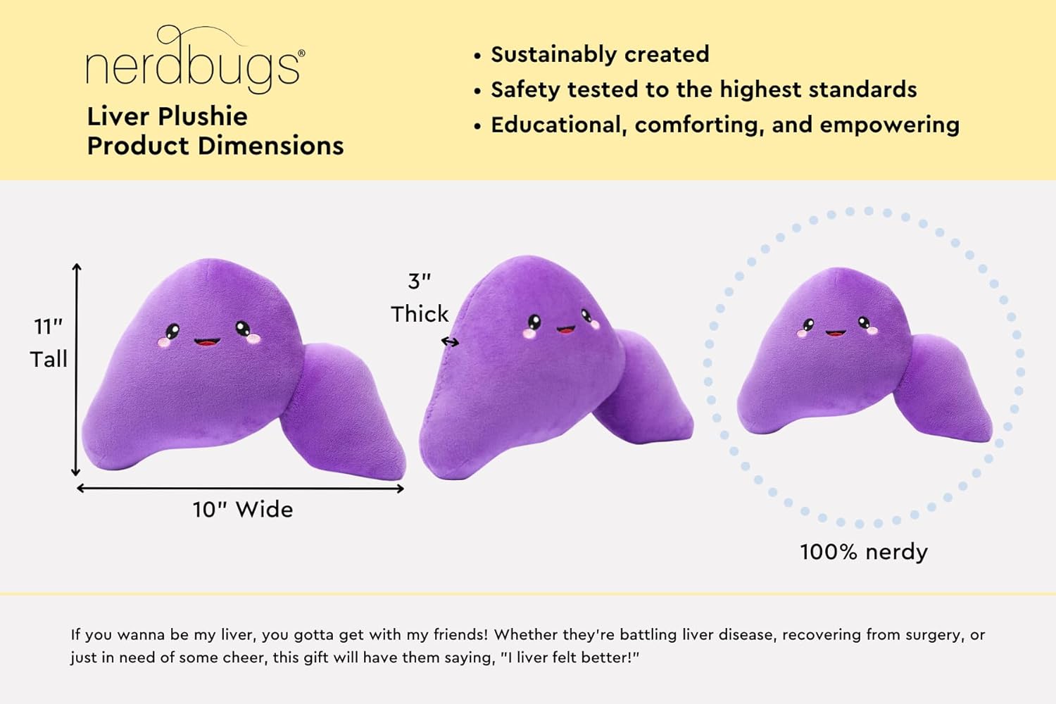 nerdbugs Anatomical Liver Plush – Funny Transplant & Donor Gift, Hepatitis & Cirrhosis Recovery Toy, Hepatology Gift for Doctors, Nurses, Med Students, Science Lovers & Surgery Support