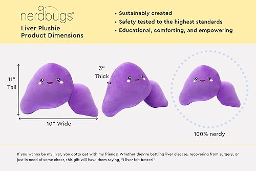 Miniatura 2 de nerdbugs Peluche anatómico de hígado, divertido regalo de trasplante y donante, juguete de recuperación de hepatitis y cirrosis, regalo de
