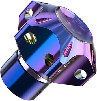 BEUTEE Universal Motorcycle CNC Key Cover Hexagon Burned Titanium Keychain Head Case Shell Modified Decorative Key Ring Car Accessories Color Type B, Size 7