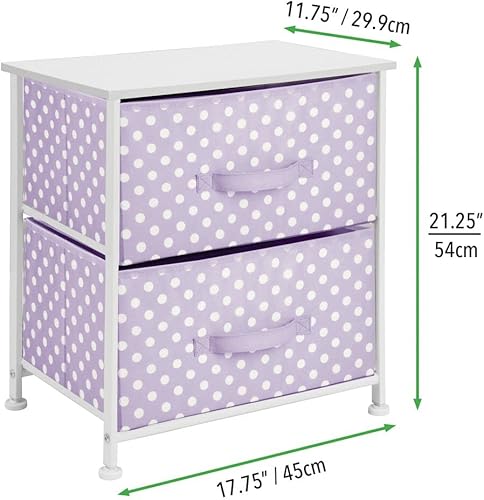 Miniatura 3 de mDesign Mesita de noche pequeña de almacenamiento con 2 cajones de tela extraíbles, organizador para dormitorio de bebé, niños y adolescentes,
