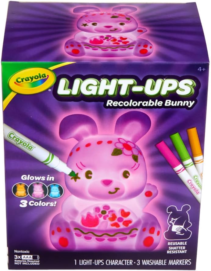 Crayola Light Up Toy Bunny, Reusable Coloring Toy, Spring Crafts & Decor, Bunny Toy for Kids, Ages 4+