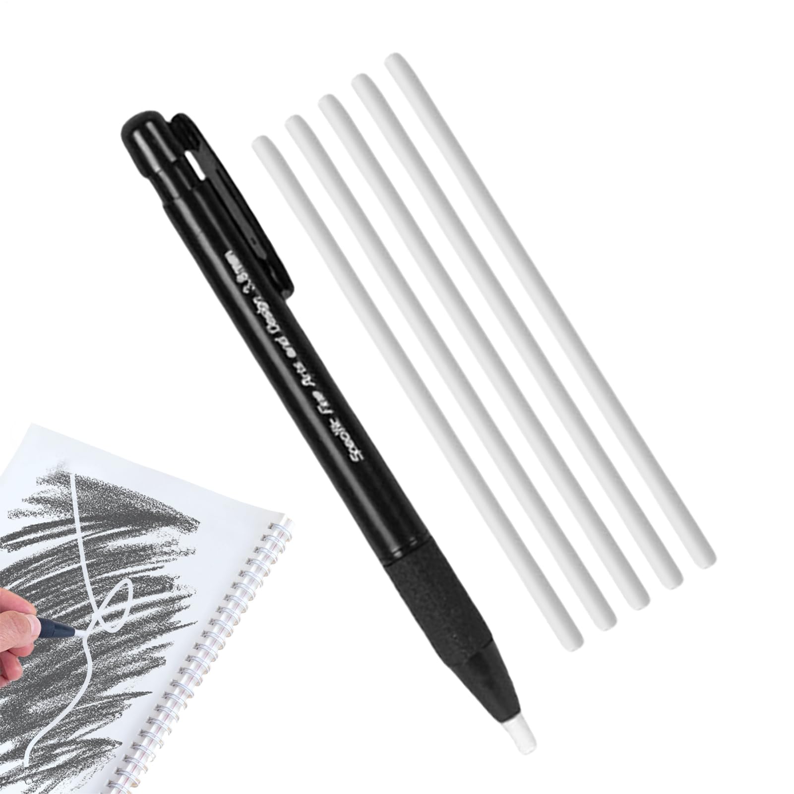 Goma de Borrar Mecánica, Accesorios de Dibujo y Borrado para Artistas, Goma de Borrar Retráctil con Punta de 3.8 mm y 5 Recambios para Escritura Dibujo Bocetos Trabajos Escolares