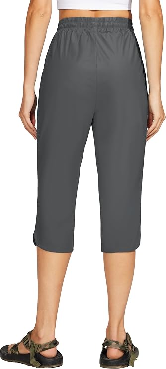Willit Women's Swim Capris Pants Quick Dry Swimming Board Beach Athletic Capris with Pockets Lightweight UPF 50+ 18