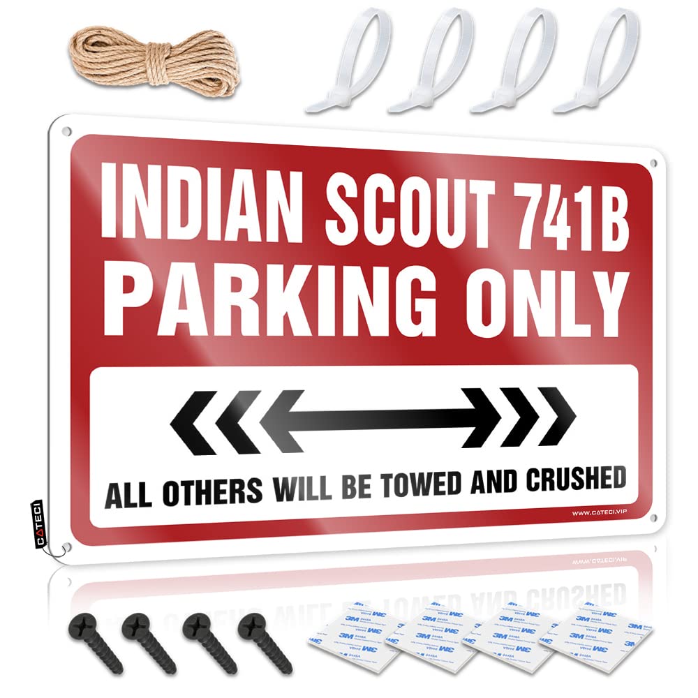 KRAZMURONGD Beer Decor Outdoor Bar Decor Indian Scout 741B Parking Only Tin Sign(30X40CM)
