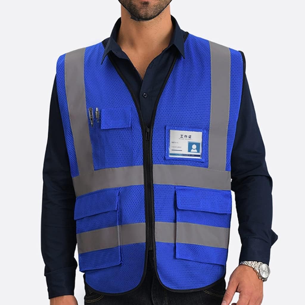 hi vis chaleco reflectante de alta visibilidad, Chaleco de seguridad Chaleco de seguridad Malla transpirable Traje reflectante Bolsillos y cremallera Reflectante
