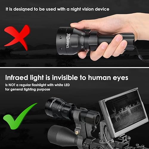 Miniatura 2 de UniqueFire uf-1503940nm IR linterna T5050mm Lente Asférica Enfoque ajustable linterna de visión nocturna para caza nocturna