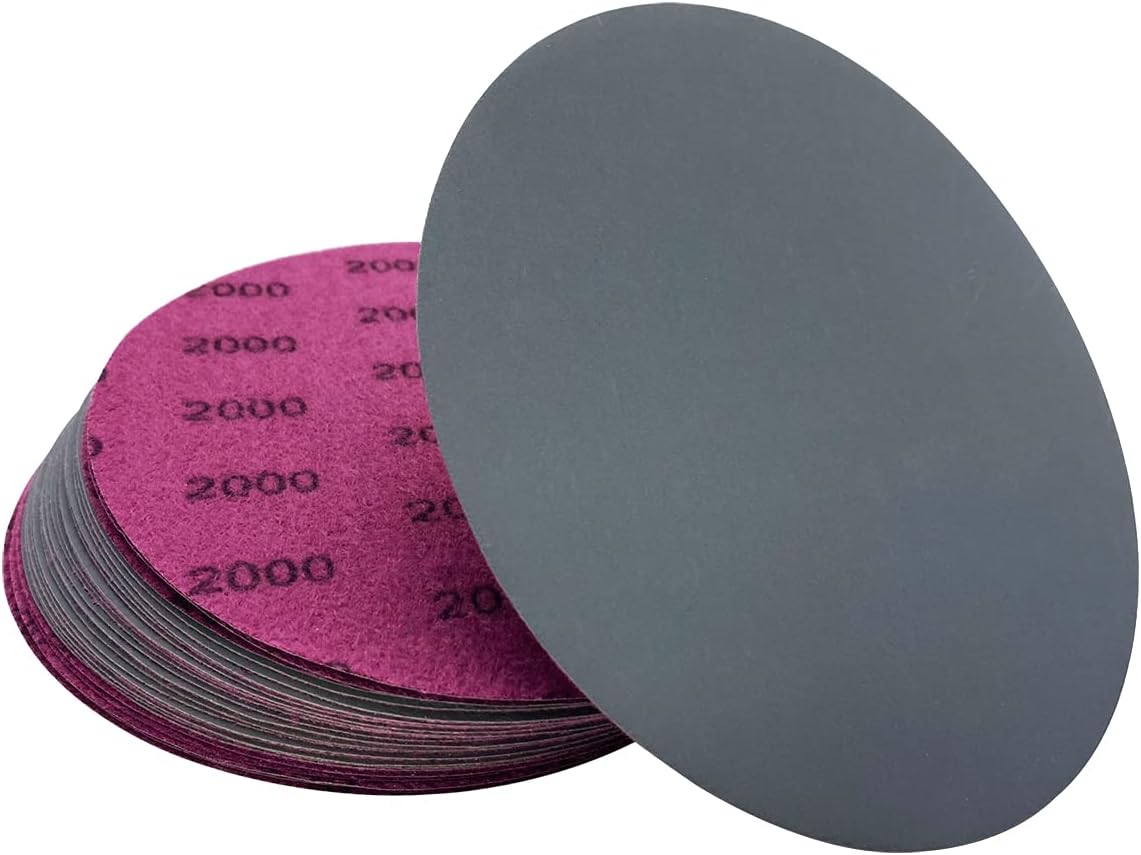 2000 Grit Wet Dry Sandpaper 6 Inch 25 Sheets Hook & Loop Sanding Discs Premium Silicon Carbide Polishing Sandpaper Pads Auto Polishing Scratch Removal