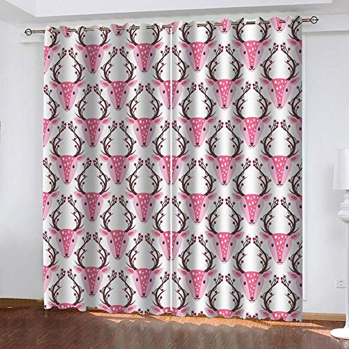 Rvvaceo® Cortina Aislante para Dormitorio 3D Flores De Dibujos Animados Pintados A...