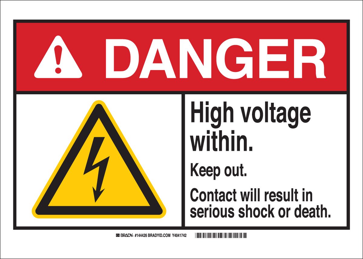 Panneau danger high voltage Brady pour interdire l'accès et éviter les chocs électriques - 2