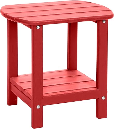 Miniatura 8 de Mesa auxiliar para exteriores de 2 niveles Adirondack de polietileno de alta densidad para patio, mesa auxiliar resistente a la intemperie, mesa