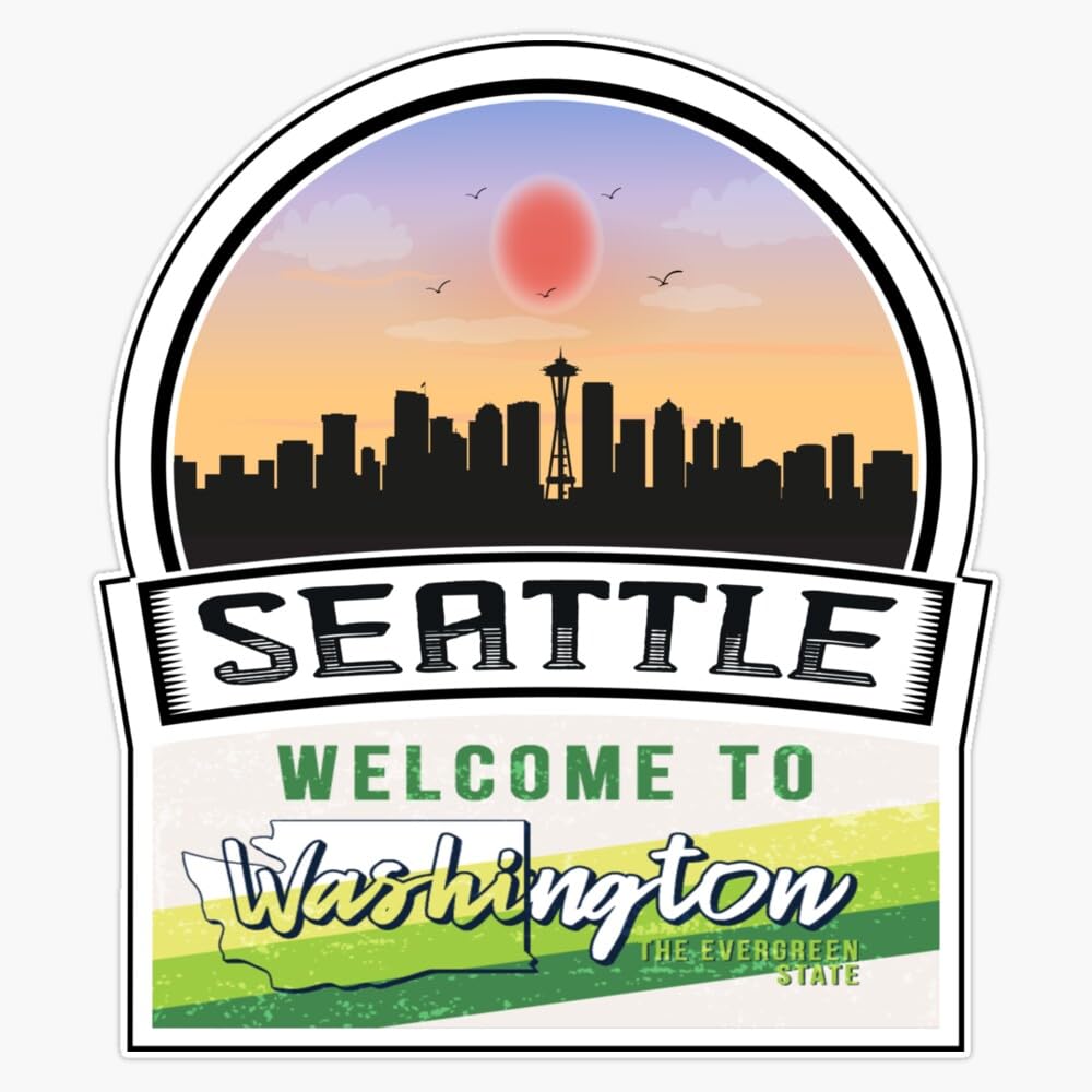 Magnet Seattle Welcome To Washington The Evergreen State Washington State And Cities Series -2 Magnet Vinyl Decal Sticker 5