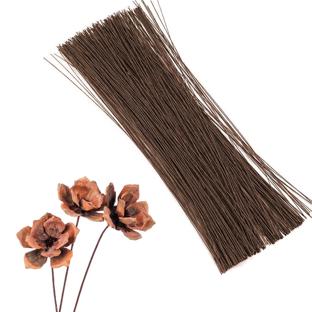 100Pcs Coffee Floral Wire, 20# Floral Stem Wire, Flower Making Accessory for DIY Bouquet Stem Wrapping and Crafts