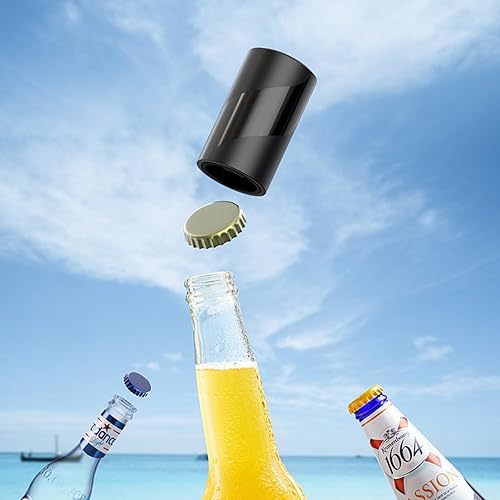 Miniatura 4 de Paquete de 2 abridores de botellas de cerveza Pealonster con tapa magnética, abridor automático de botellas, sin daños a la tapa, sin daños a las