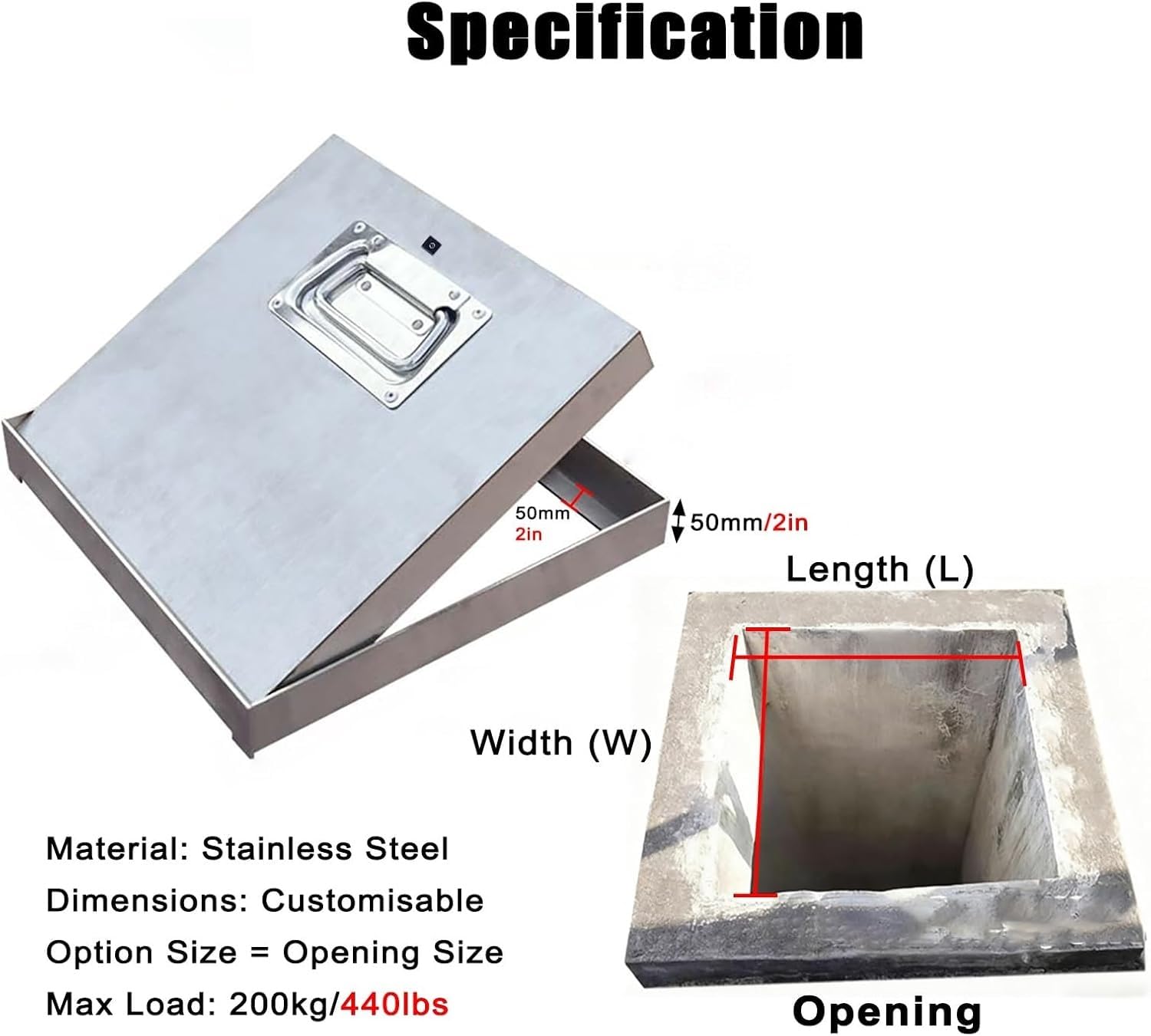 Cubierta de caja de fusibles de acero inoxidable general con cerradura y asa, personalizables, empotrables (20 x 49 pulgadas)