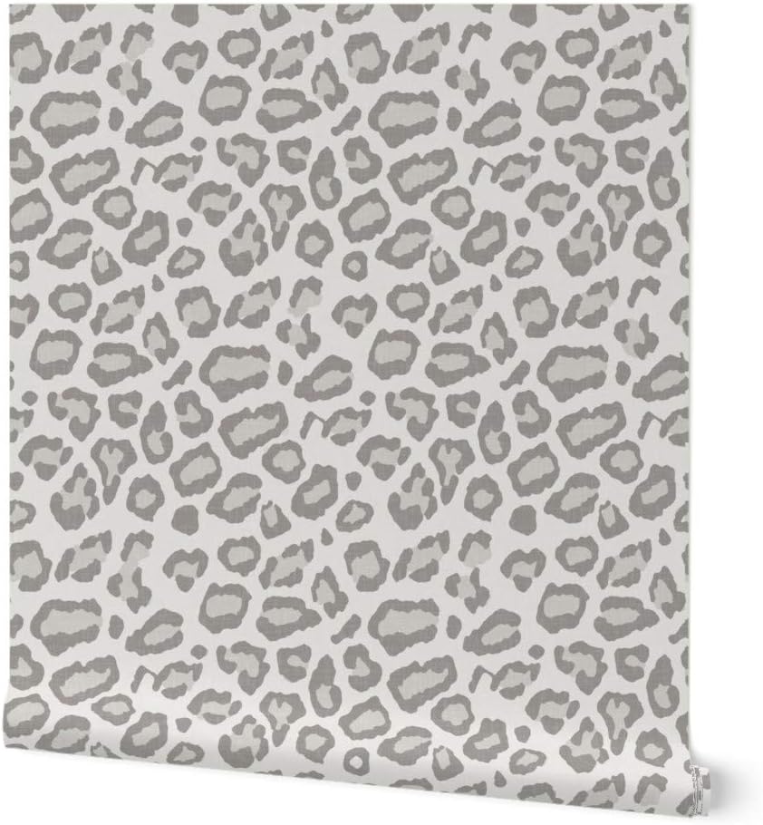 Peel & Stick Wallpaper 3ft x 2ft - Neutral Leopard Animal Print Jungle Tropical Cheetah Jaguar Gray Taupe Beige Hollywood Regency Custom Removable Wallpaper by Spoonflower
