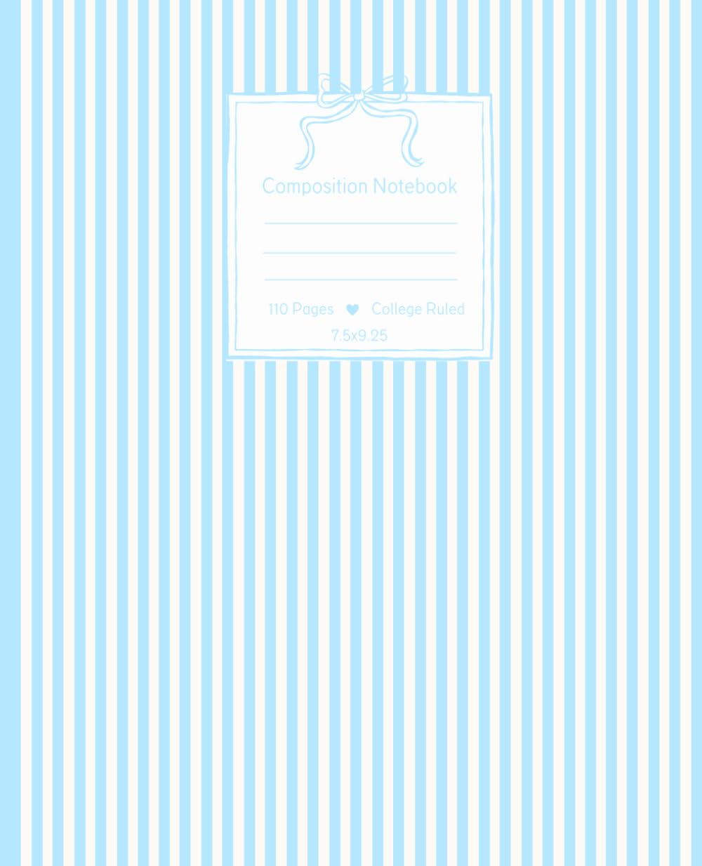 Preppy Composition Notebook: College Ruled, Aesthetic School Supplies for Teen Girls, Cute Girly Coquette, Pastel Blue