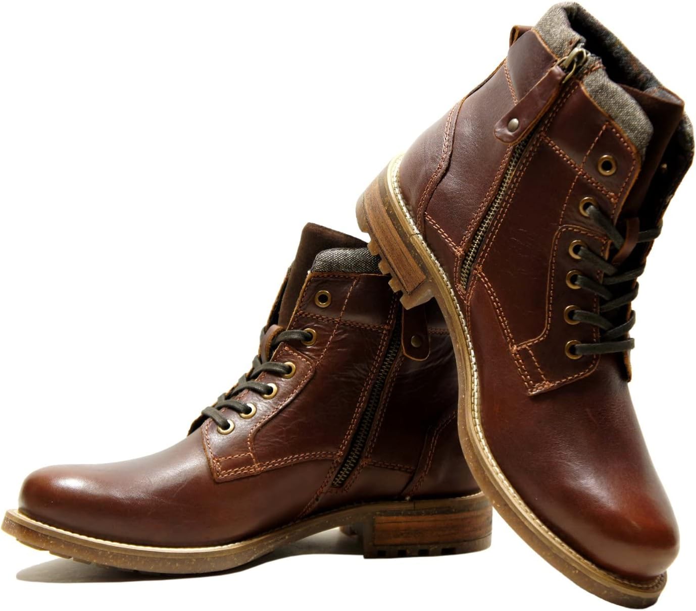 Hx London Leather Men Black Stylish High Top Laceup Boot