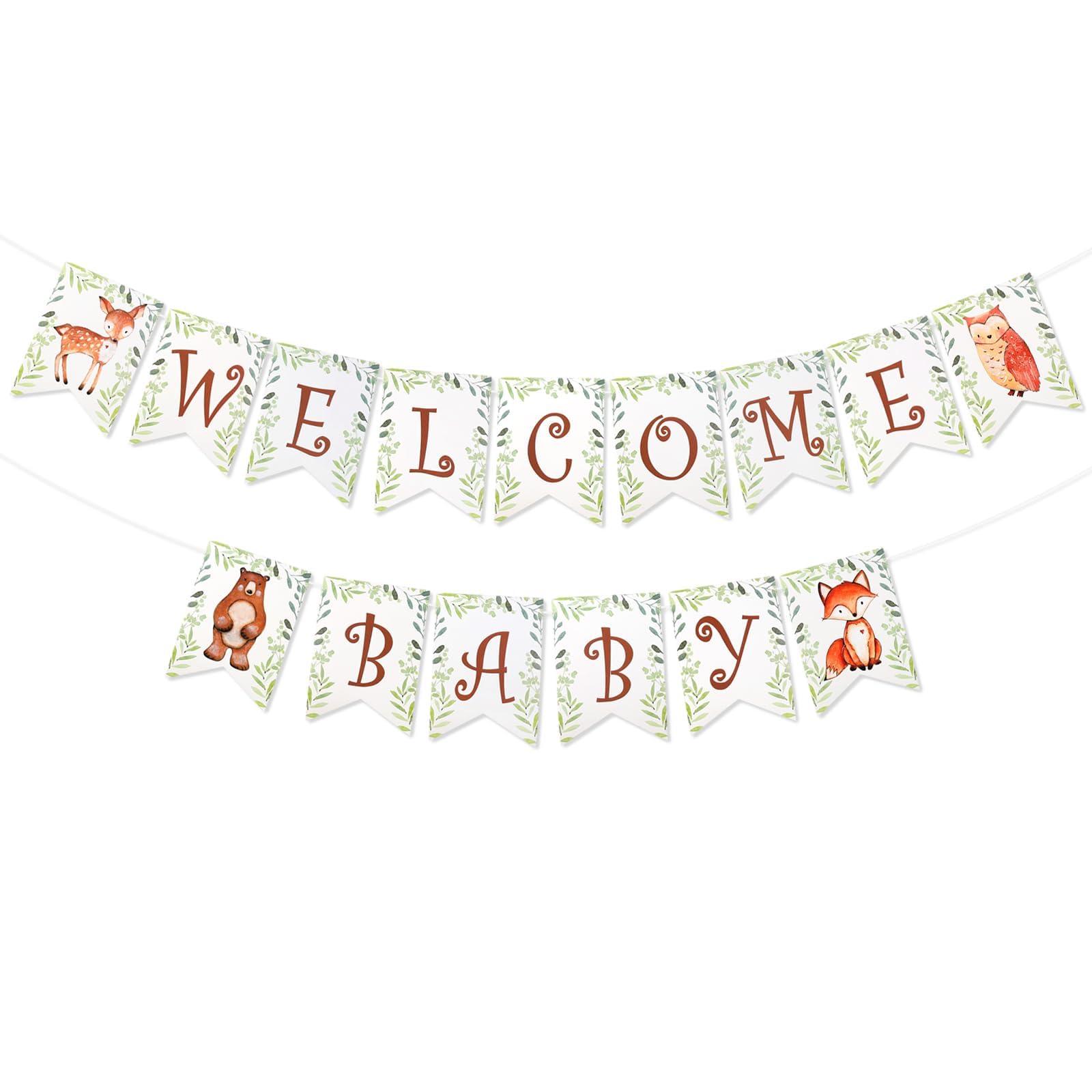 Woodland Animals Welcome Baby Shower Banner Decoration for Baby Boys Girls