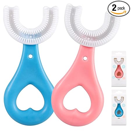 MAGHROLA MAGHROLA U-shaped 360? Soft Silicone Head toothbrush for Kids 2-6 years Toddlers Oral Mouth-Cleaning Brush For Children,baby grils baby boys [multicolor ] pack of 2 ]