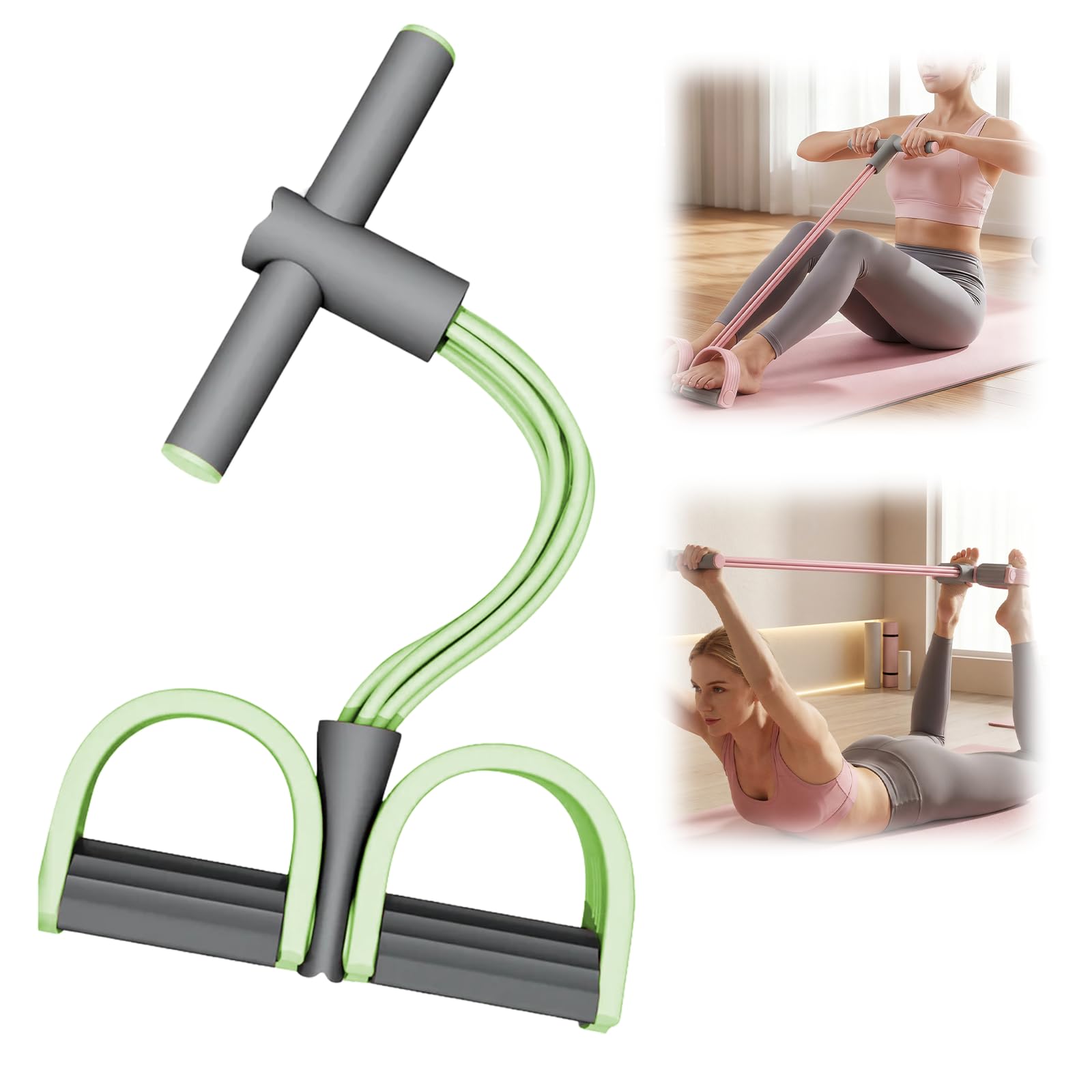 6-Tube Pedal Resistance Bands with Handles – 2026 New Multifunction Tension Rope, Natural Rubber Foot Pedal Bands, Elastic Yoga Pedal Puller for Home Gym & Muscle Toning (Green)